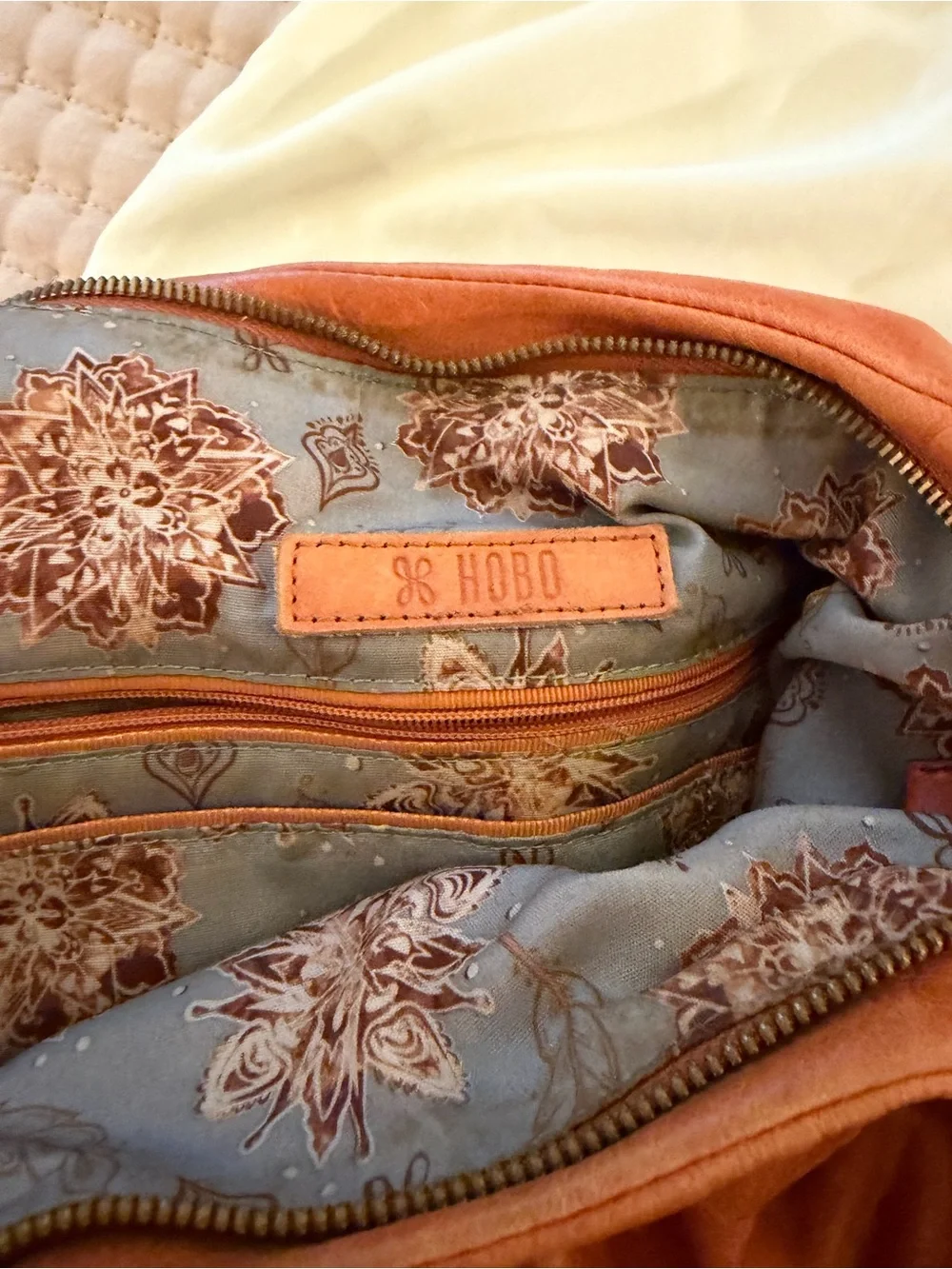 HOBO Leather Hobo Bag - Cognac Orange. Includes Wallet